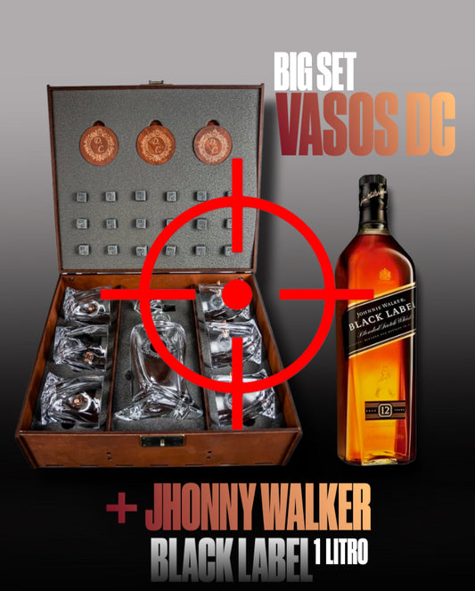 BIGSET VASOS DC + JHONNY BLACK LABEL 1 LT