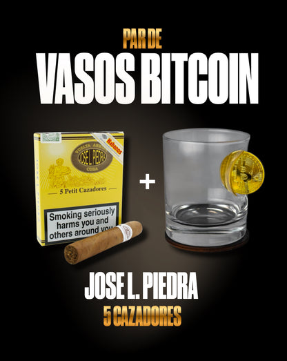 PAR DE VASOS - BITCOIN + JOSE L PIEDRA 5 CAZADORES
